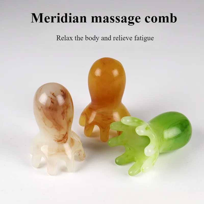 Wax Resin Small Octopus Hair Treatment Massage Hair Dredge Meridian Comb Octopus Shoulder and Neck Massager Relieve Fatigue New