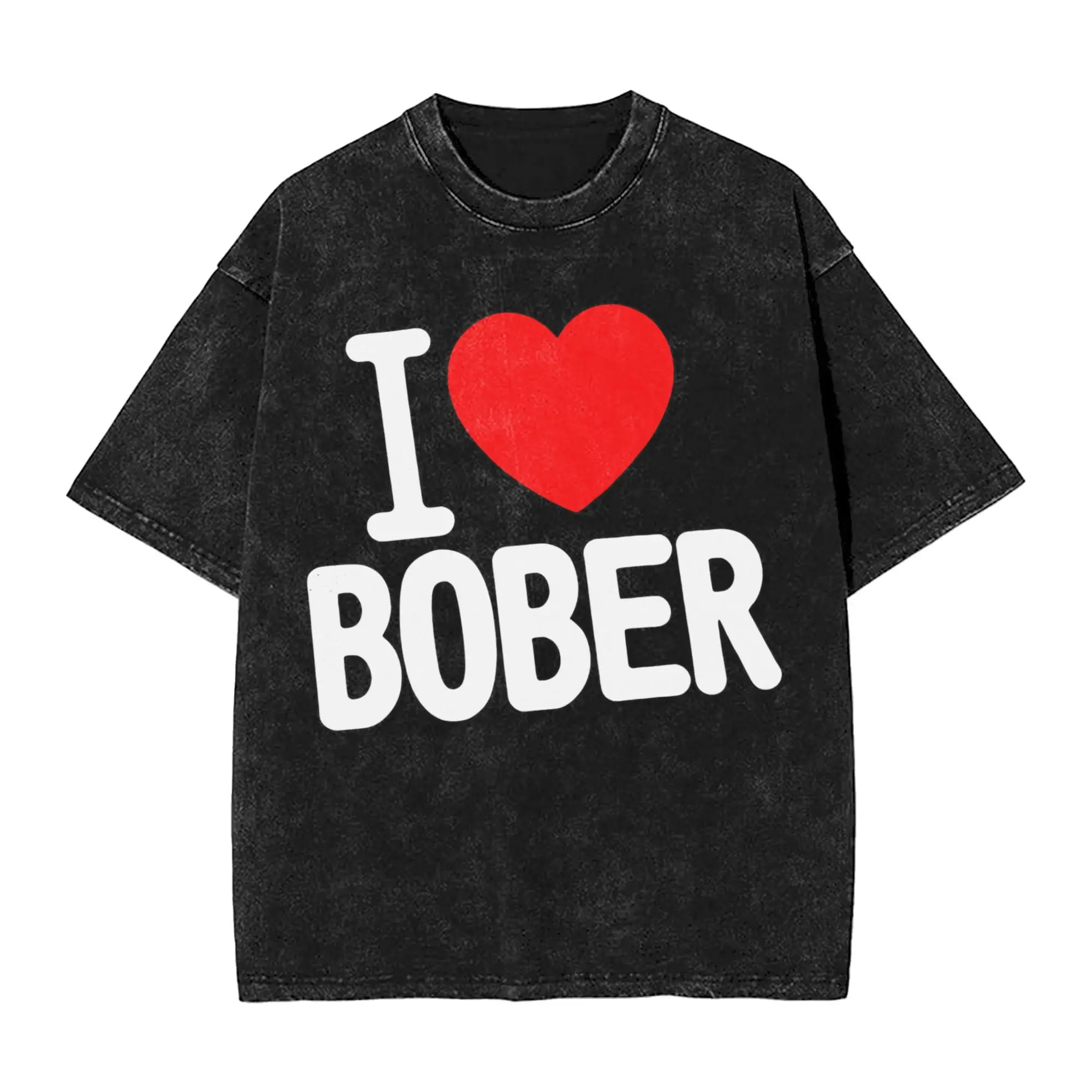 

Футболка I LOVE BOBER, футболки в стиле Харадзюку, эстетичная футболка с короткими рукавами, пляжная хлопковая дышащая одежда больших размеров