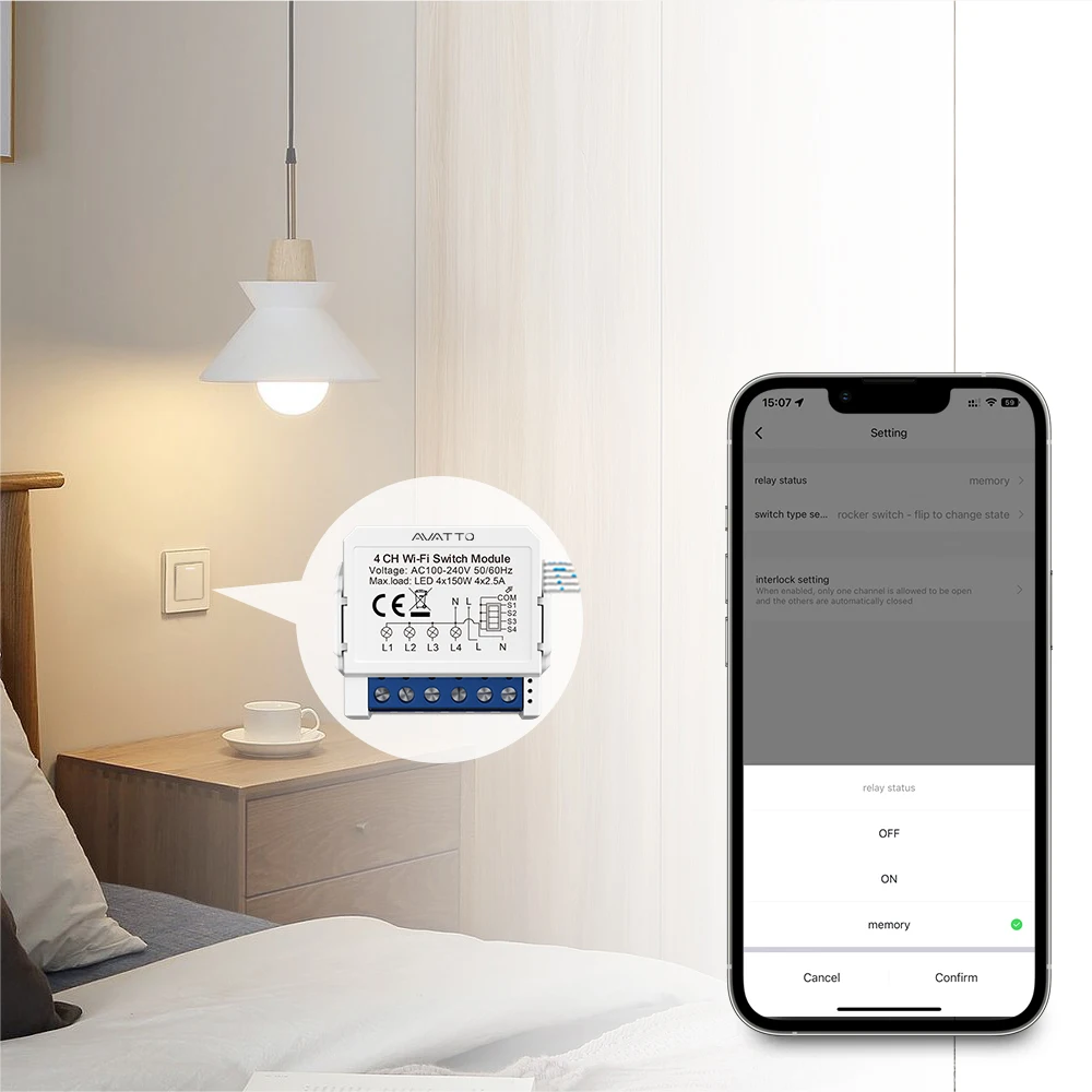 AVATTO WiFi Smart Light Switch Modul, 1/2/3/4-fach DIY-Schalter, Neutralleitersteuerung, kompatibel mit Tuya, Alexa, Google Home – Detail 9