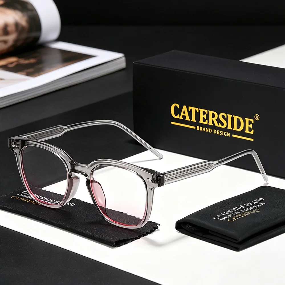 CATERSIDE Women's Anti Blue Light Glasses High-Quality Tr-90 Square Eyeglass Frame Men's Outdoors Business Holiday Gift Glasses