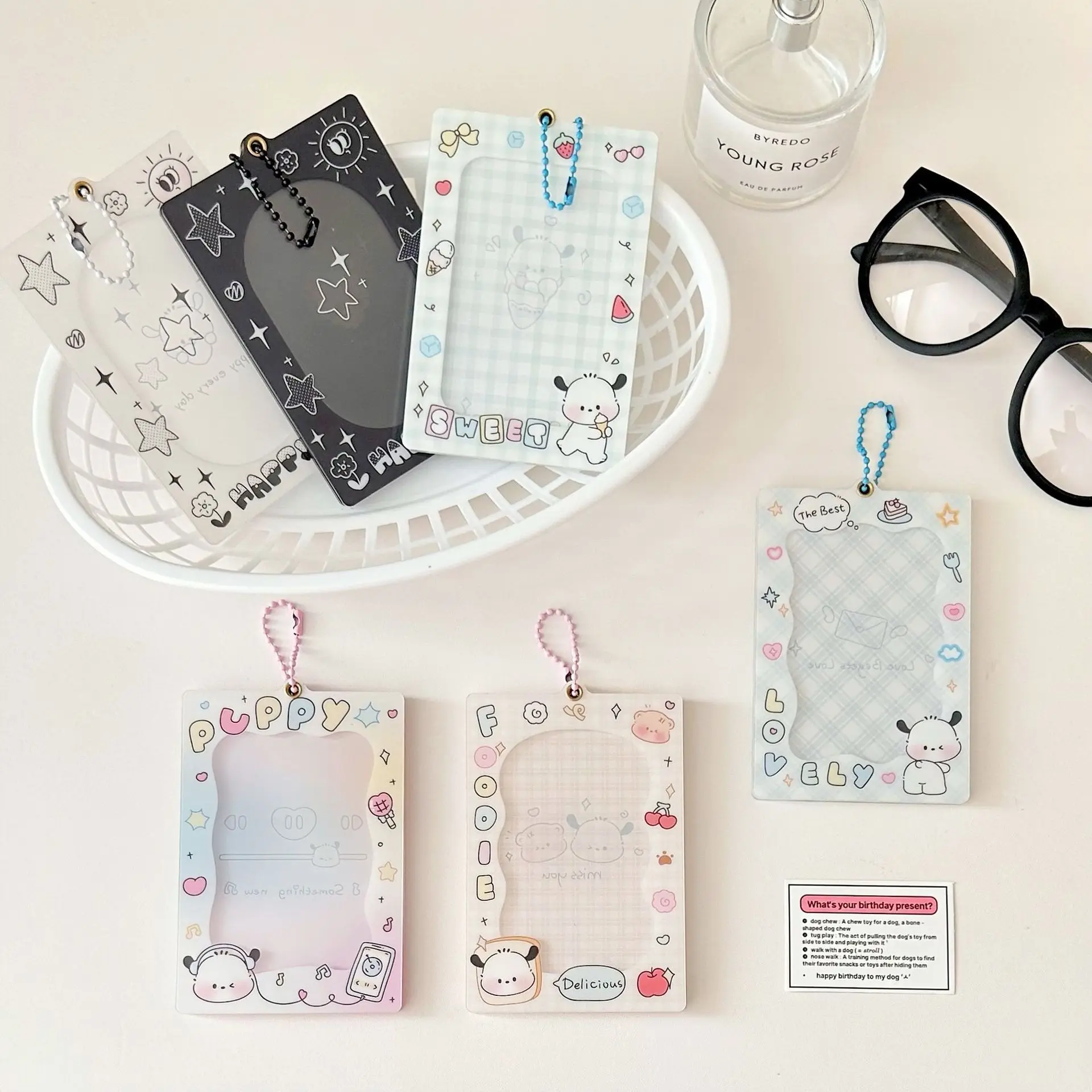 Cute LittLe Dog Magnetic Suction Three Inch Acrylic Set, Brick TableTop Protection Film Card Set