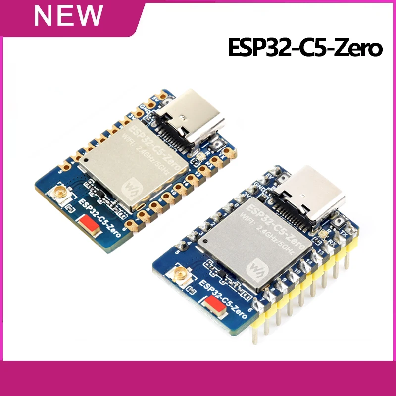 Waveshare ESP32-C5-Zero Mini Development to 32-bitowy procesor RISC-V z zintegrowanym dwuzakresowym Wi-Fi 6 2.4GHz/5GHz i Bluetooth BLE 5.
