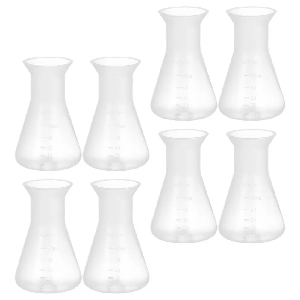 

8Pcs Erlenmeyer Plastic Flasks Laboratory Conical Flask Scale Flask Narrow Neck for Accurate Chemistry Experiment and Science