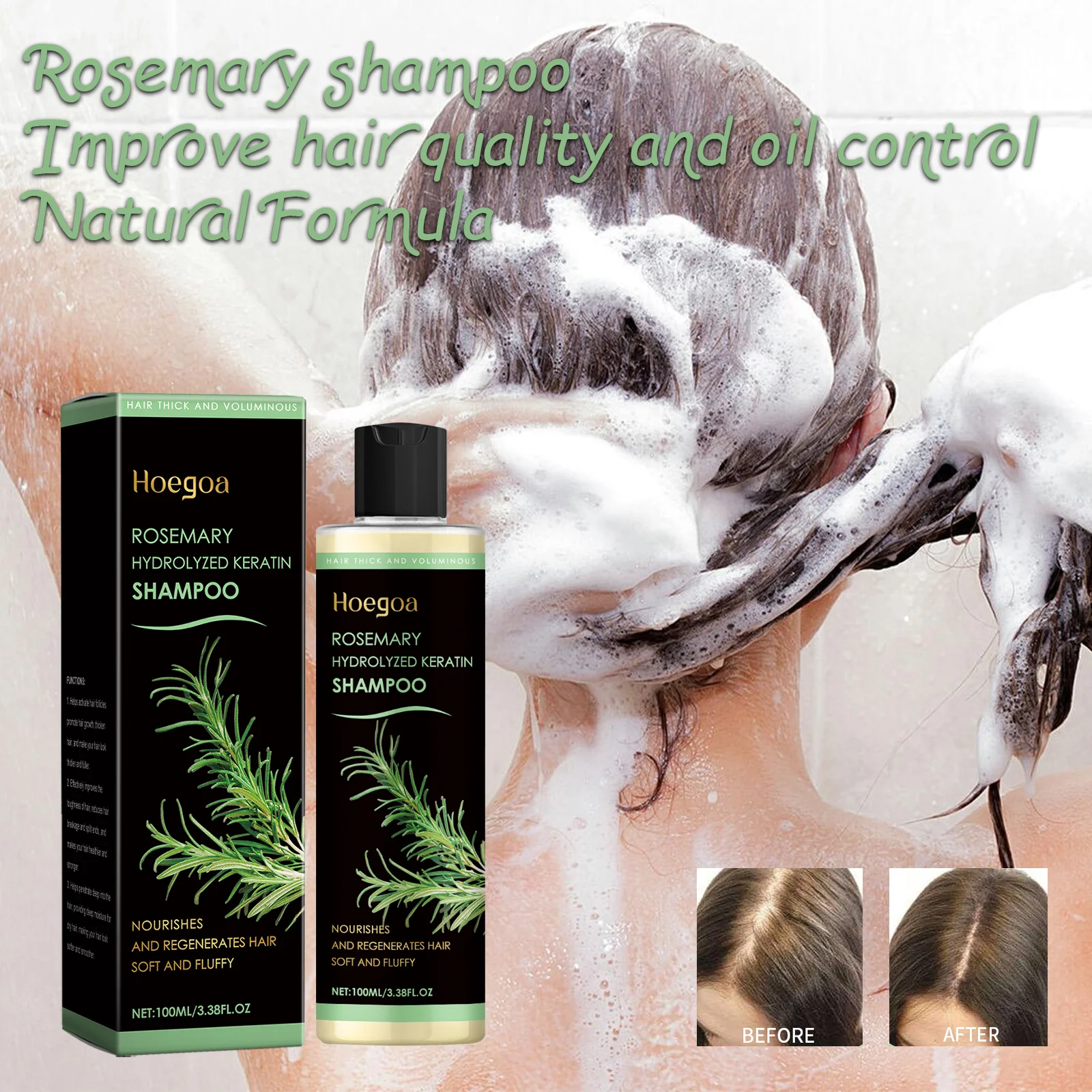 Hoegoa Rosemary Shampoo Volumizing Thickening Oil Control Strengthens Nourishes Repairs Hair Adds Volume For All Hair Types