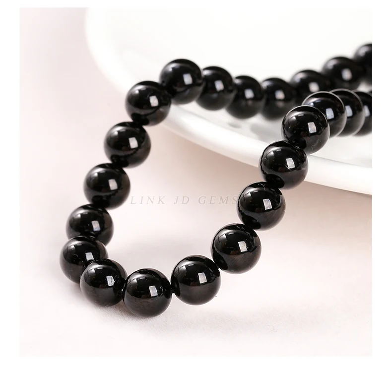 Natürliche Stein Perle Schwarz Turmalin Runde Lose Spacer Edelstein 4 6 8 10 12mm Für Schmuck Machen Diy Armband halskette Zubehör – Detail 7
