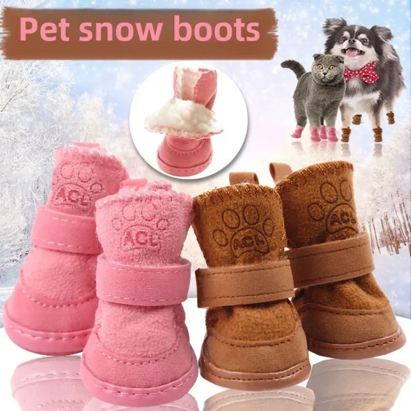 Dog Boots Non-slip Dog Paw Protector,Adjustable Shoulder Strap,dog Shoes for Small Dogs,Pets Indoor Wear,Outdoor Walking-Size 4