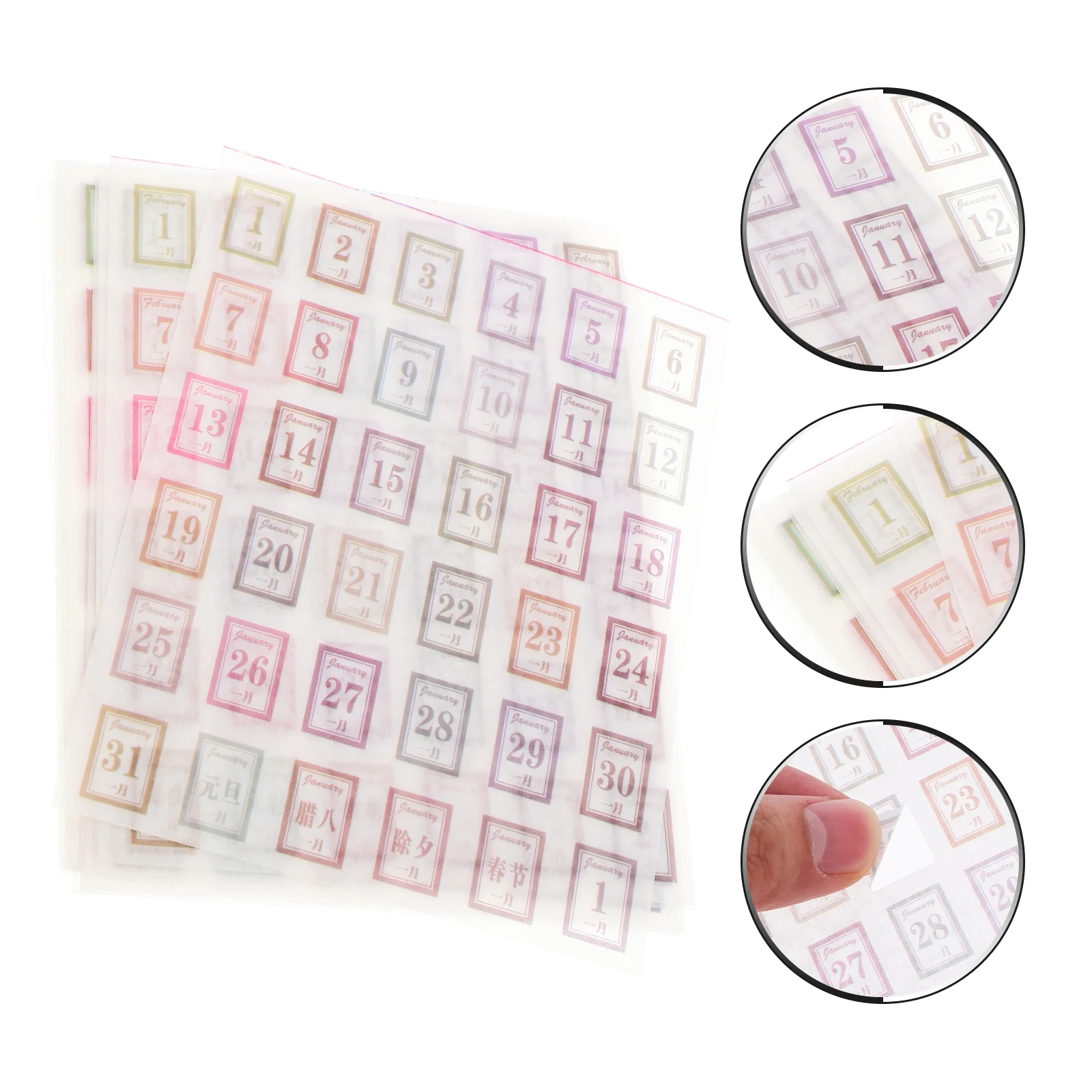 

12 Sheets Notebook Stickers Scrapbooking Date Calendar Label Daily Planner Digital Page Markers Decorative Hand Account