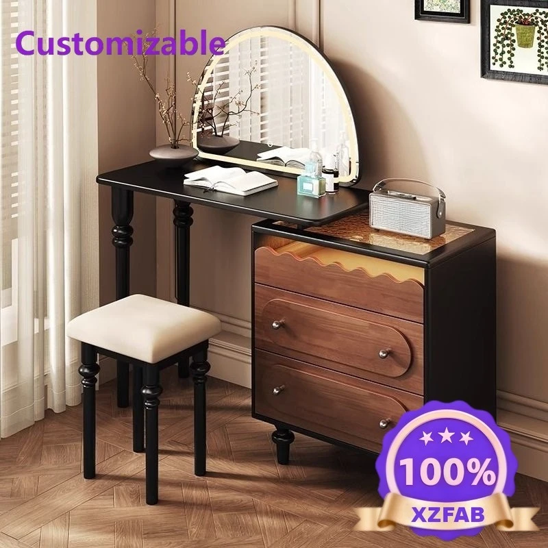 Factory Direct 2026 Chinese dressing table retro solid wood French bedroom makeup bedside dressingtable storage chest antique