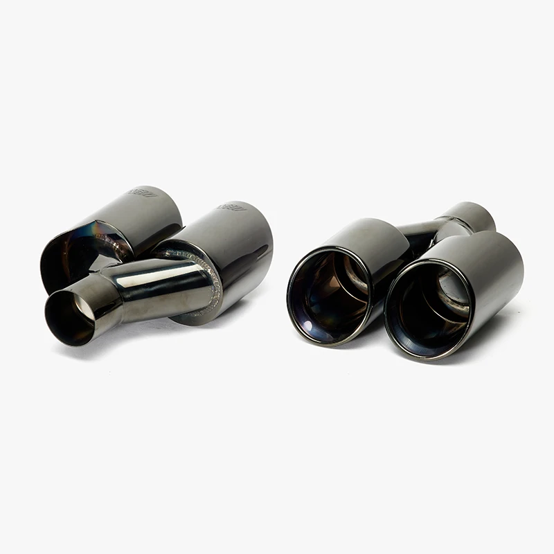 Stainless Steel Car Muffler Tip Y Shape Double Exit Exhaust Pipe Mufflers Nozzle Decoration Universal Black Exhaust Tip For BMW