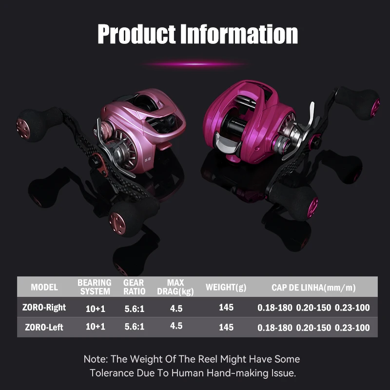 LEYDUN 2026 ZORO Baitcasting Fishing Reels 145g Ultra Light Alunminum Alloy 10+1BB 5.6:1 4.5KG Saltwater BFS Reel 3 Colors Reels 썸네일 2