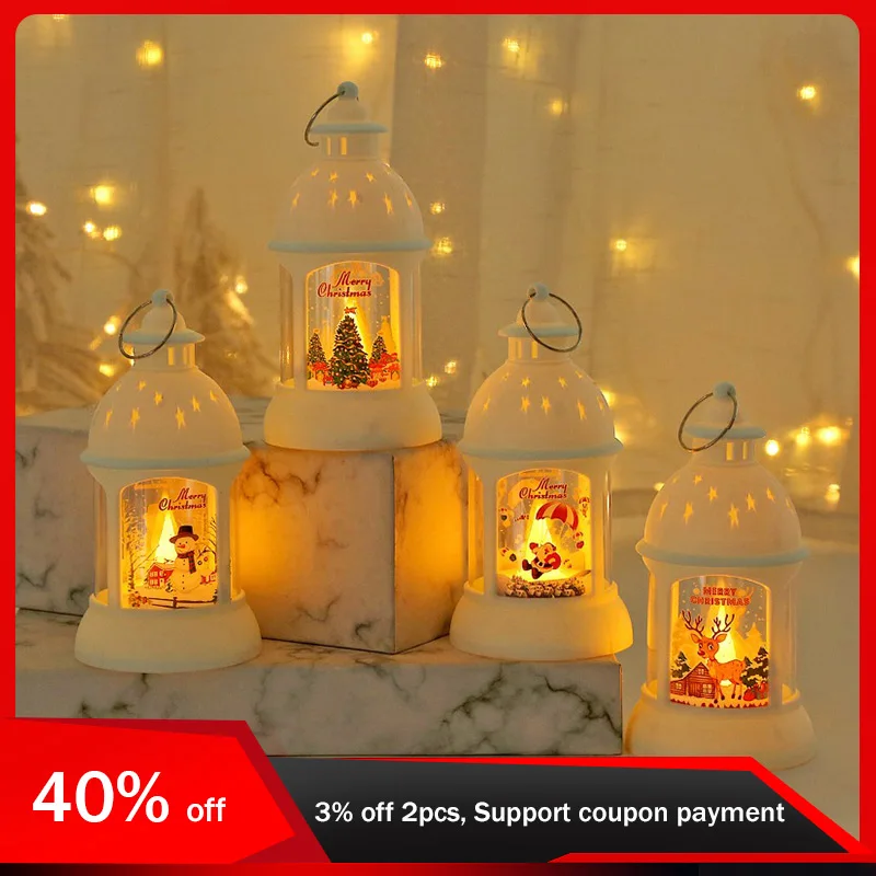 

13.5cm/5.31in White Night Light Christmas Lamp Box Led Santa Claus Snowman Elk Cartoon Table Top Collectible Toy Room Decoration