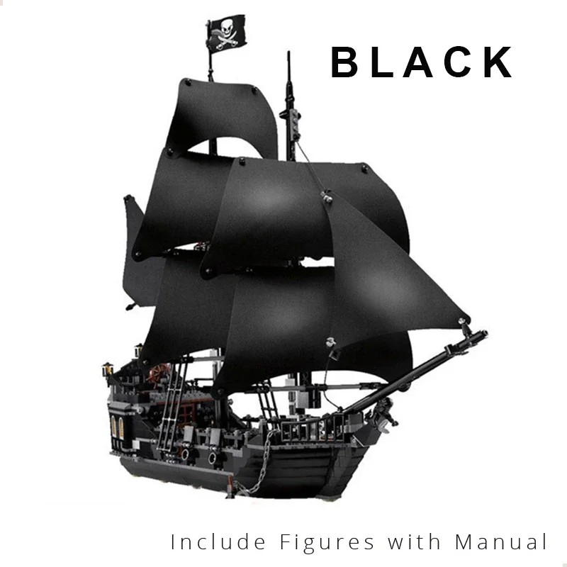 The Black Pearl Ship Pirates Caribbeans Queen Anne's Revenge Building Blocks Bricks 4184 4195 Model Toy Kids Xmas Birthday Gift