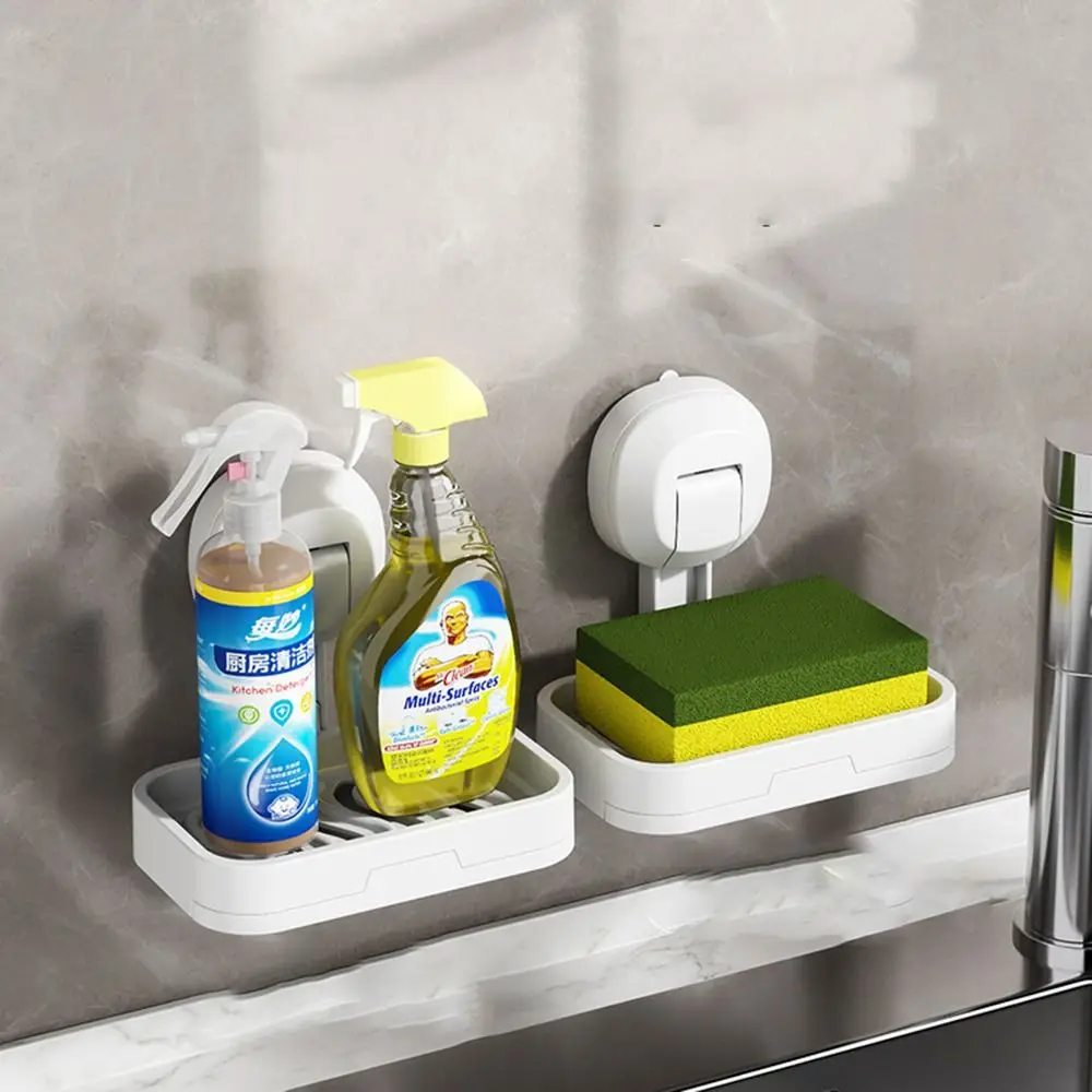 Portable No-punch Suction Cup Soap Box Wall-mounted Multifunctional Draining Soap Shelf Detachable Non-condensing Soap Dish Home