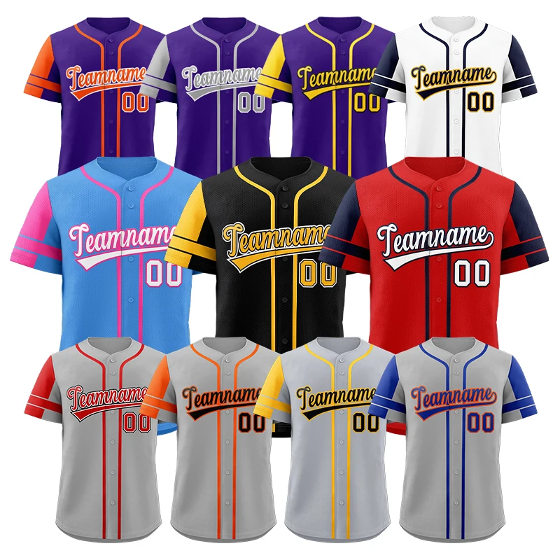 

High Quality Blank Custom Jersey Wholesale Baseball T Shirts Stitched Custom logo Sublimation Button Down Baseball Jersey