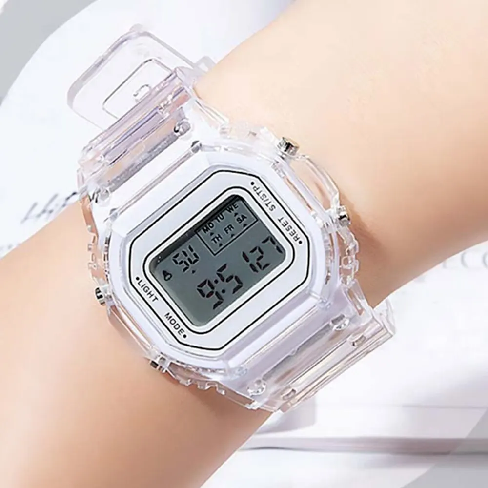 Orologio elettronico sportivo da uomo e da donna Square Junior High School studenti delle scuole superiori orologi digitali a LED bianchi