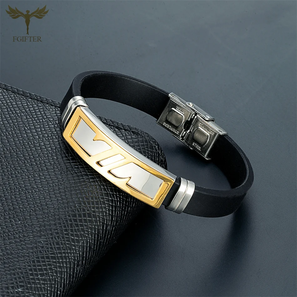 Модные мужские браслеты Fashion ZZ ZigZag Double Zeal Jewelry из черного силикона и нержавеющей стали, регулируемый ремешок, подарок для пары