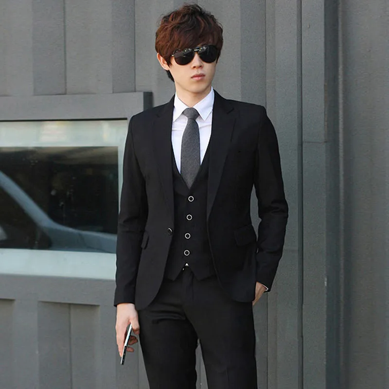 

2025 New Men Suit Set Burgundy Slim Fit Korean Style Fashion Blazer Groom Wedding Suit