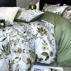 Vintage Green Botanical Flowers Duvet Cover Set 600TC Egyptian Cotton Luxury Soft Bedding set Quilt Cover Bed Sheet Pillowcases