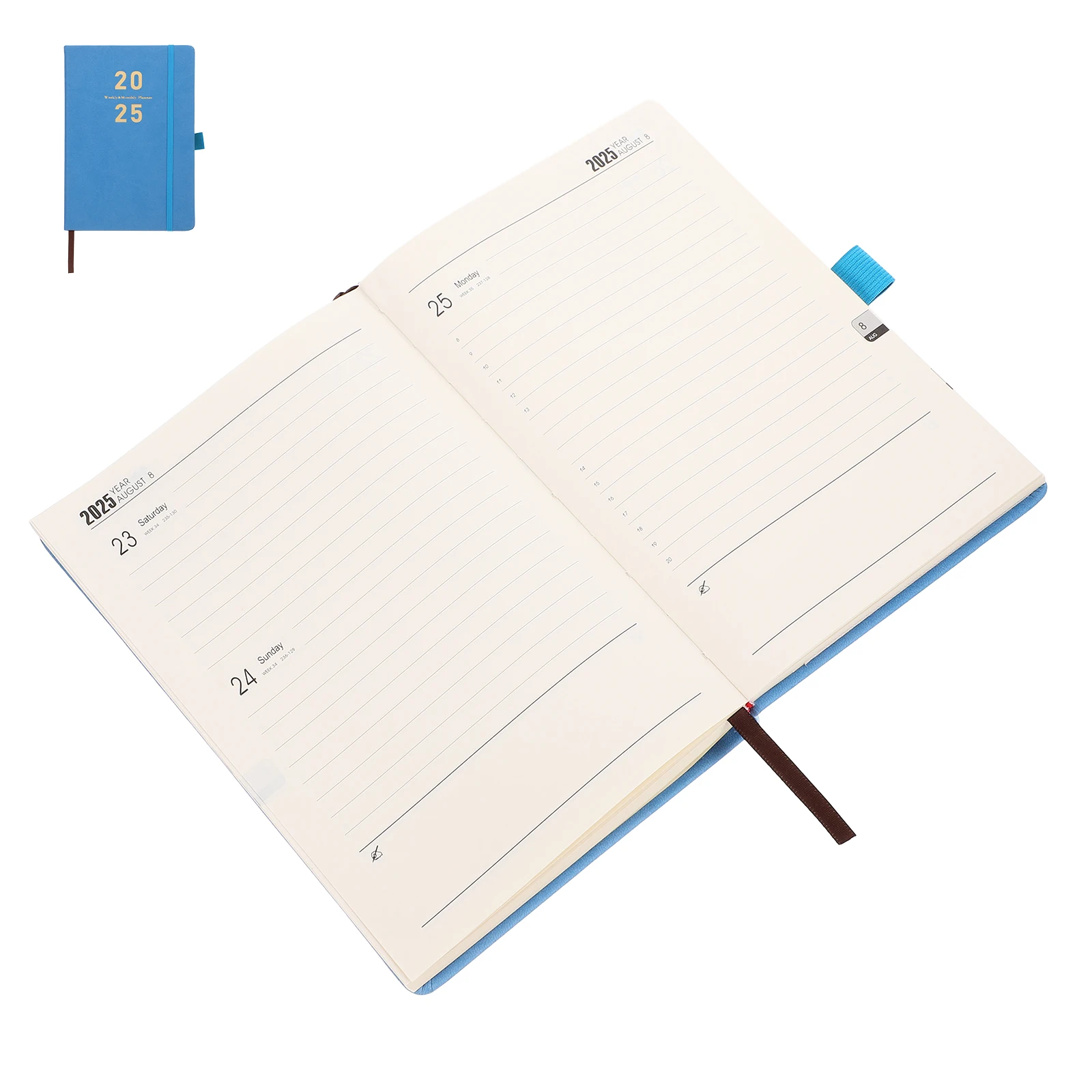 

2025 Planner Agenda Hard Cover Notebook Pen Slot Daily Writing Creative Sketches Monthly Portable Student Teacher Diary