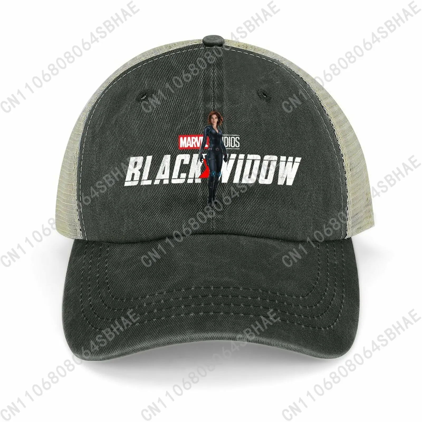 

Marvel Black Widow Mesh Cowboy Hat Hollow Ventilated Summer Cap Men Women Outdoor Sun Hat Adjustable Strap Custom Cosplay
