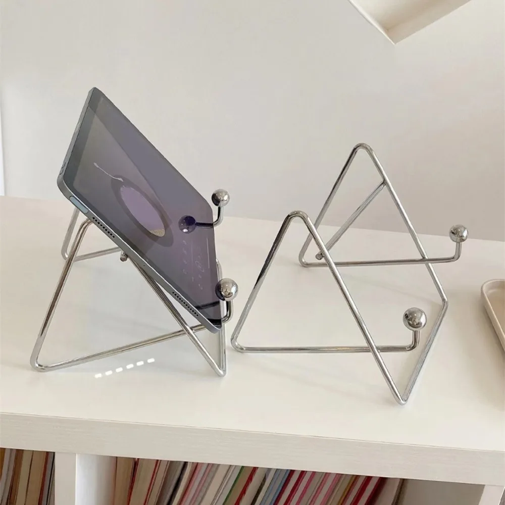 Simple Silver Desktop Tablet Stand Stainless Steel 20cm Cookbook Stand Tablet Holder for Desk Home Office
