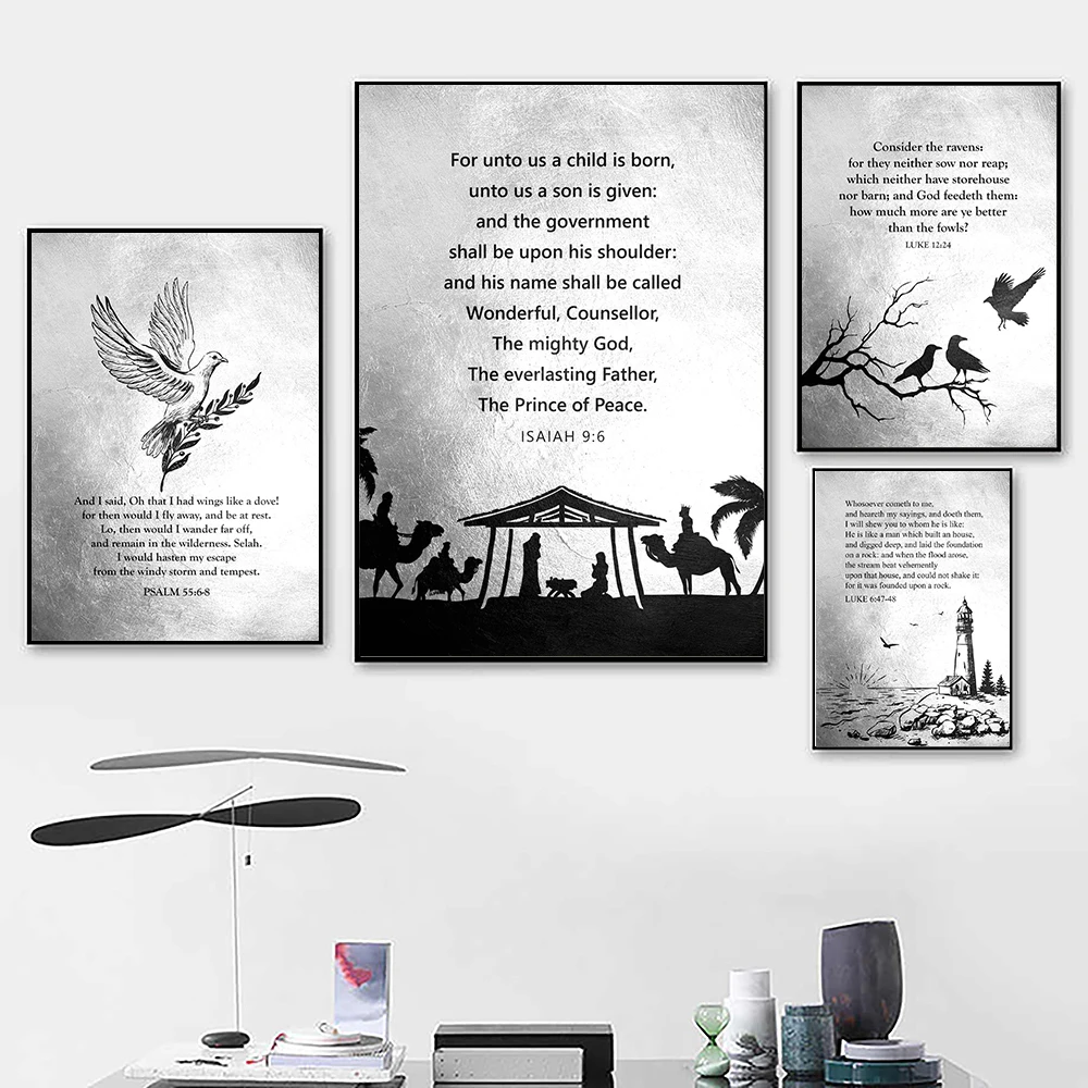 Psalm 23 Scripture Wall Art Isaiah 9 6 Bible Verse Canvas Painting Poster Print For Your Christian Home Decor