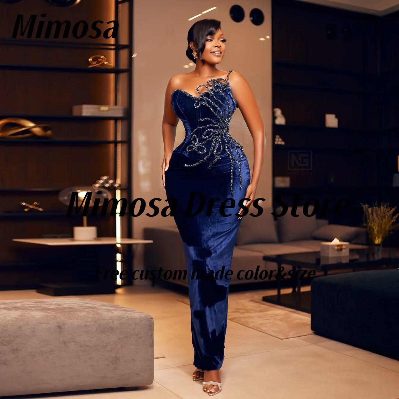 

Mimosa Velour Prom Dresses 2025 Beading Decoration Sweetheart Cocktail Evening Dress Middle East Special Party Gowns Customized