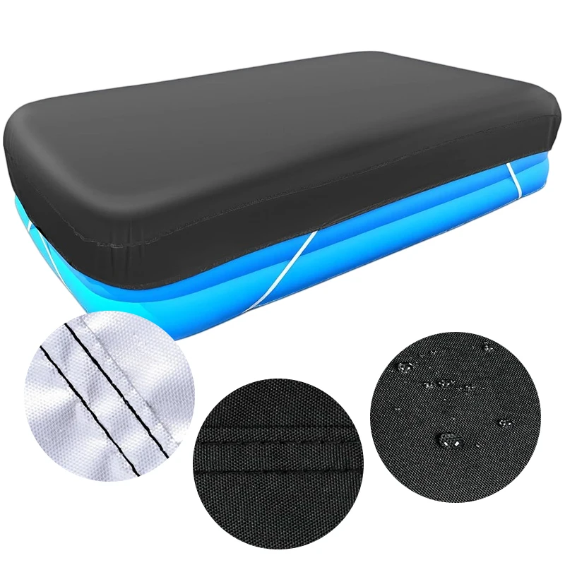 Inflatable Swimming Pool Cover Silver-Coated Oxford Cloth Rainproof and Dustproof Foldable Rectangular Swimming Pool Protector