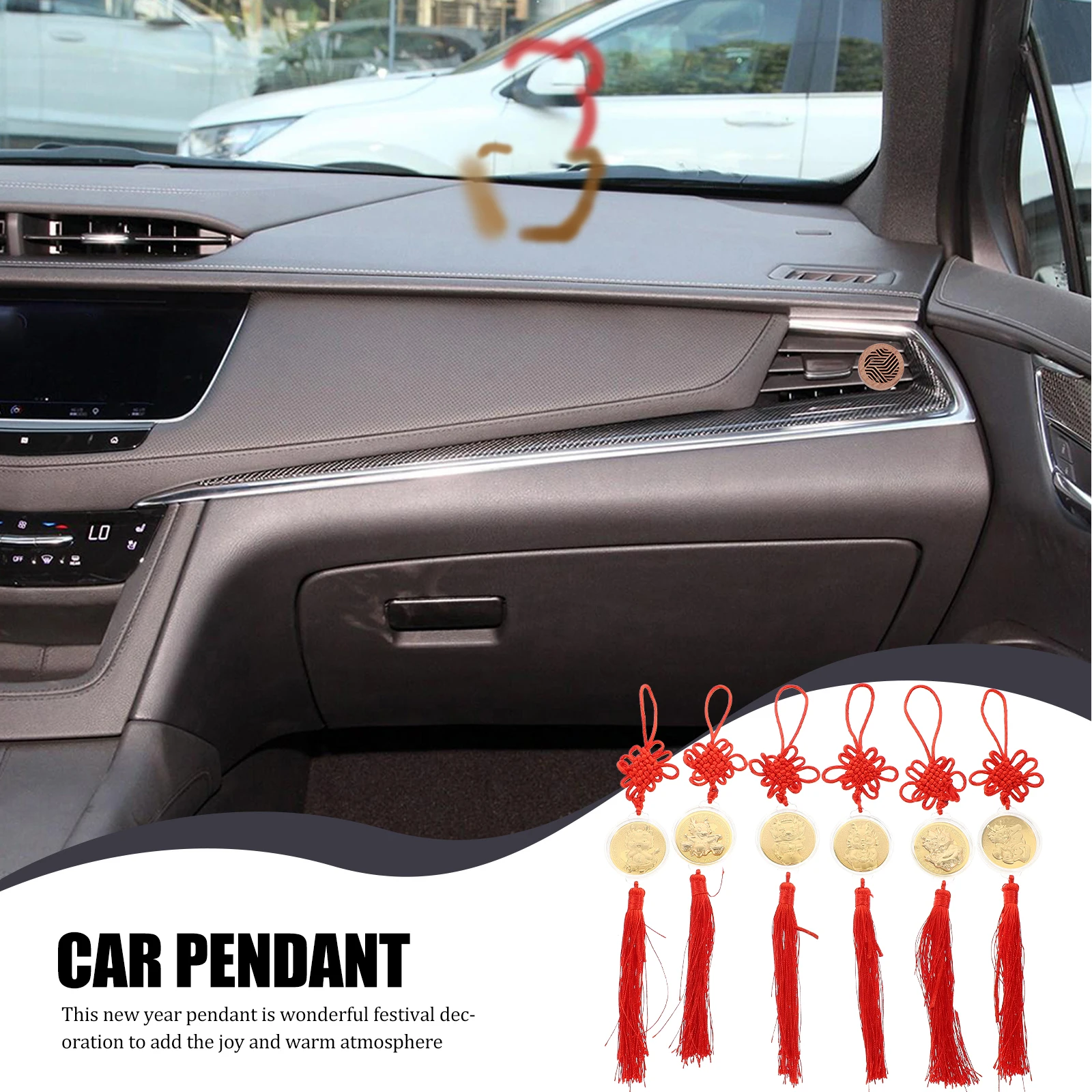 

6 Pcs Dragon Coin Pendant Spring Festival Hanging Decor Decoration Decorations Bag