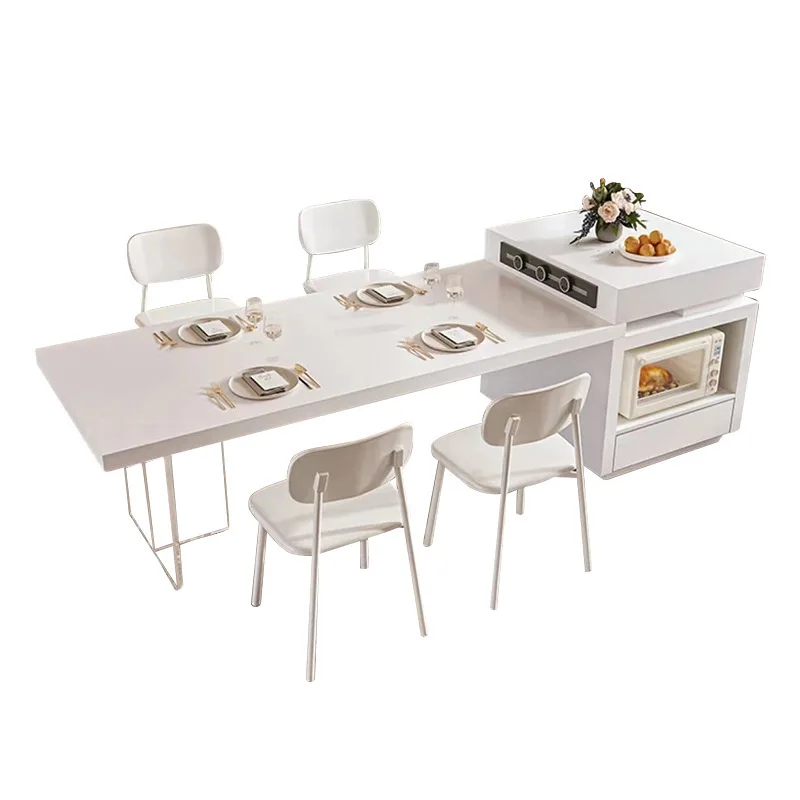 

Cream wind, rock slab, island, dining table, all-in-one retractable, multi-functional