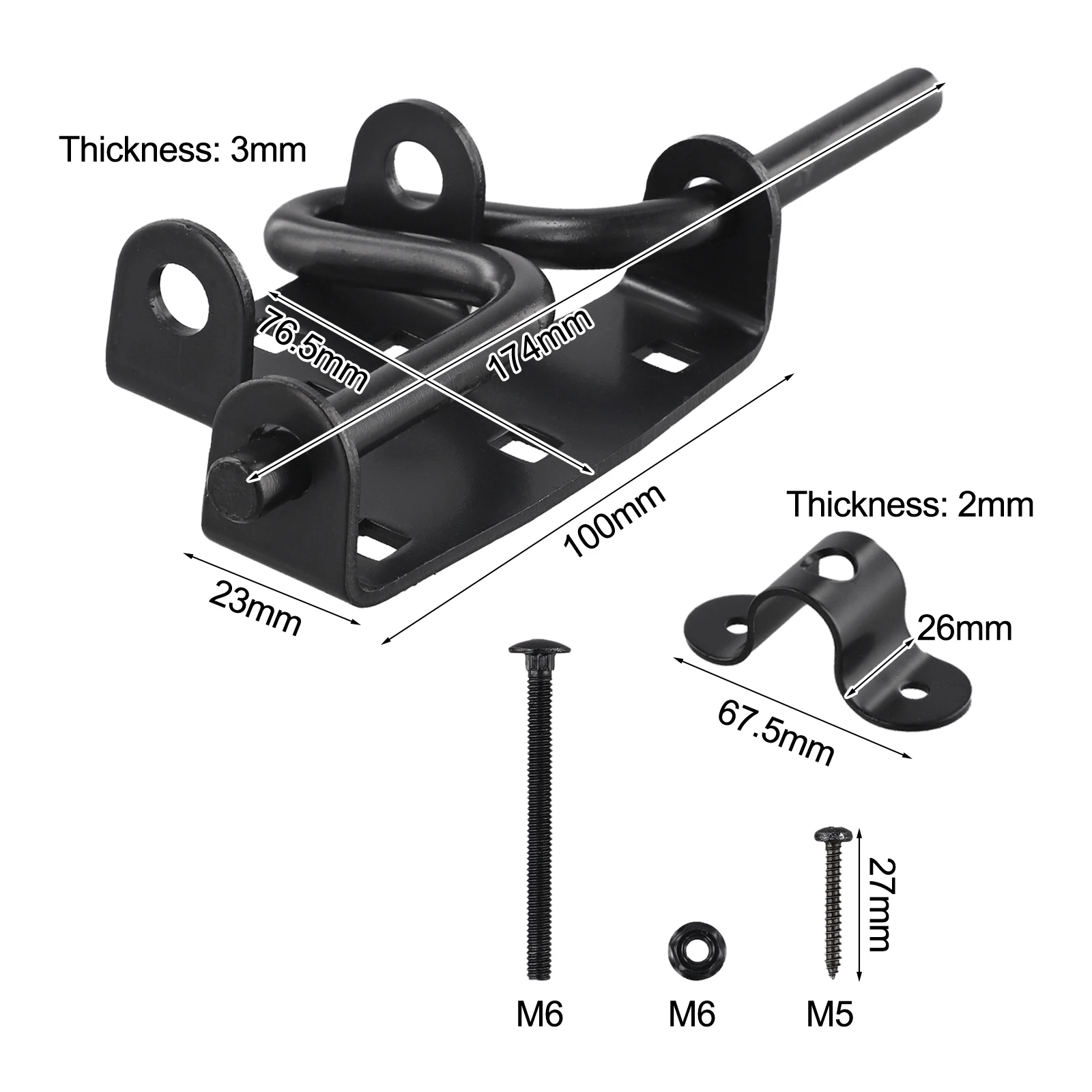 Carbon Steel Sliding Bolt Door Lock for Exterior For Wooden Doors Fence Gate Patio Entry Security Latch Hardware