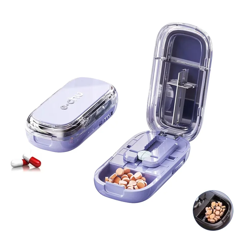 

Portable Medicine Splitter Pill Storage Box With Hidden Sharp Blade Small And Portable Waterproof And Dustproof