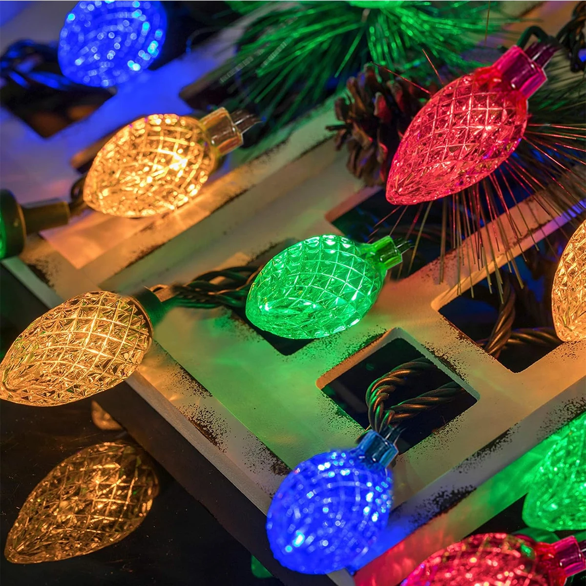 1 قطعة 20/30/50 LED الشمسية الفراولة سلسلة أضواء مع 8 طرق الملونة عيد الميلاد الجنية أضواء لمسار الحديقة الطرف الديكور