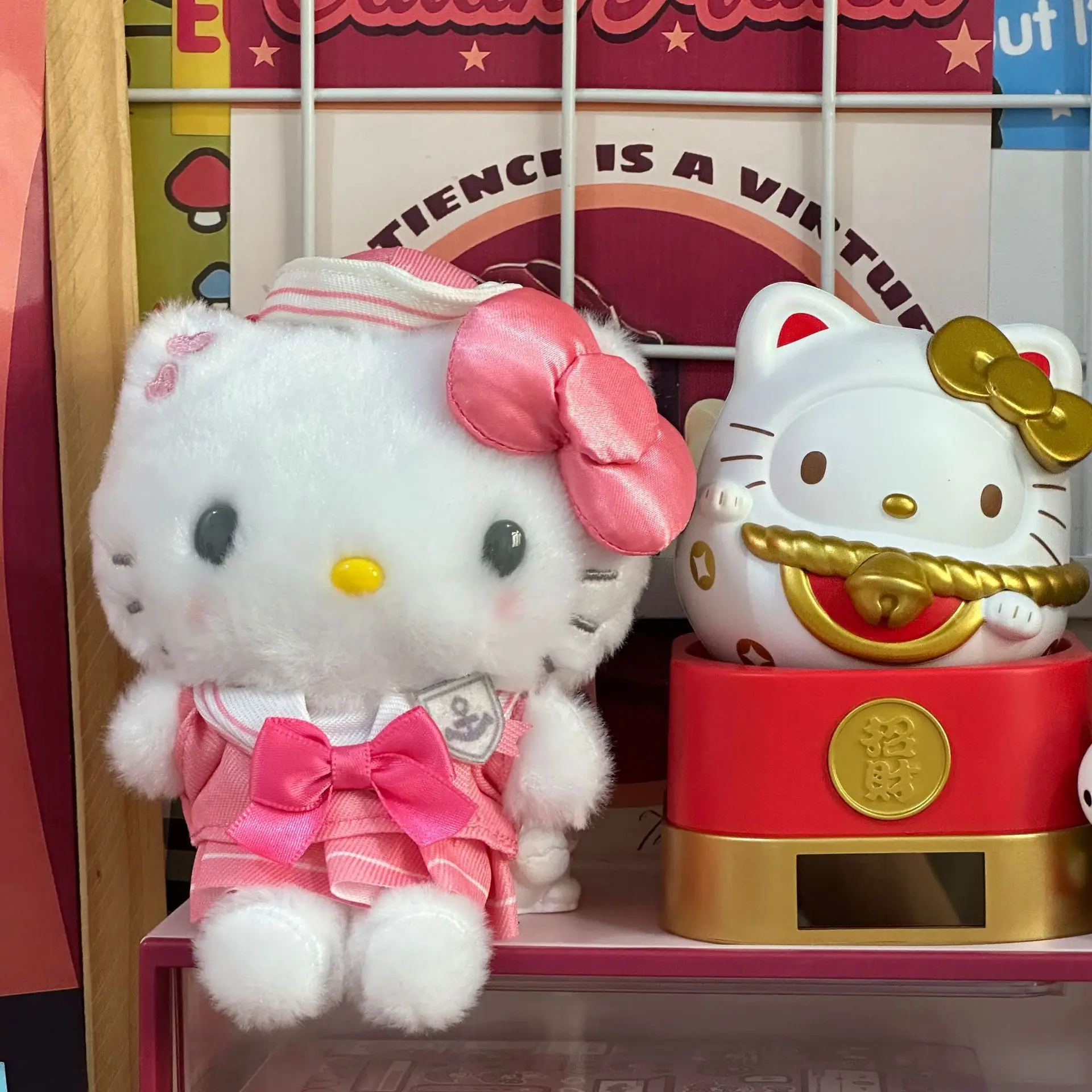 Uniforme de marin rose, série Hello Kitty, pendentif de poupée en peluche, jouets mignons, porte-clés pour sac à dos de fille, décoration cadeau