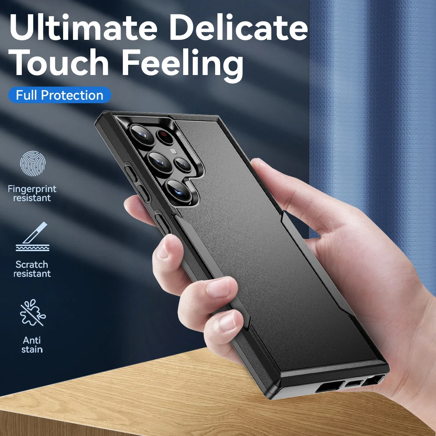 Für Samsung S25 Ultra S24 S22 S21 S20 A56 A36 A16 A55 5G A35 A15 Schwarz Dual Layer Rüstung Fall für Samsung Galaxy S23 FE 5G Plus