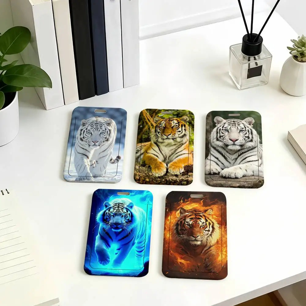 Cool Tiger Badge Card Holder Student ID Case Daily Use Subway Commute Work Cover Office School Bus Protector