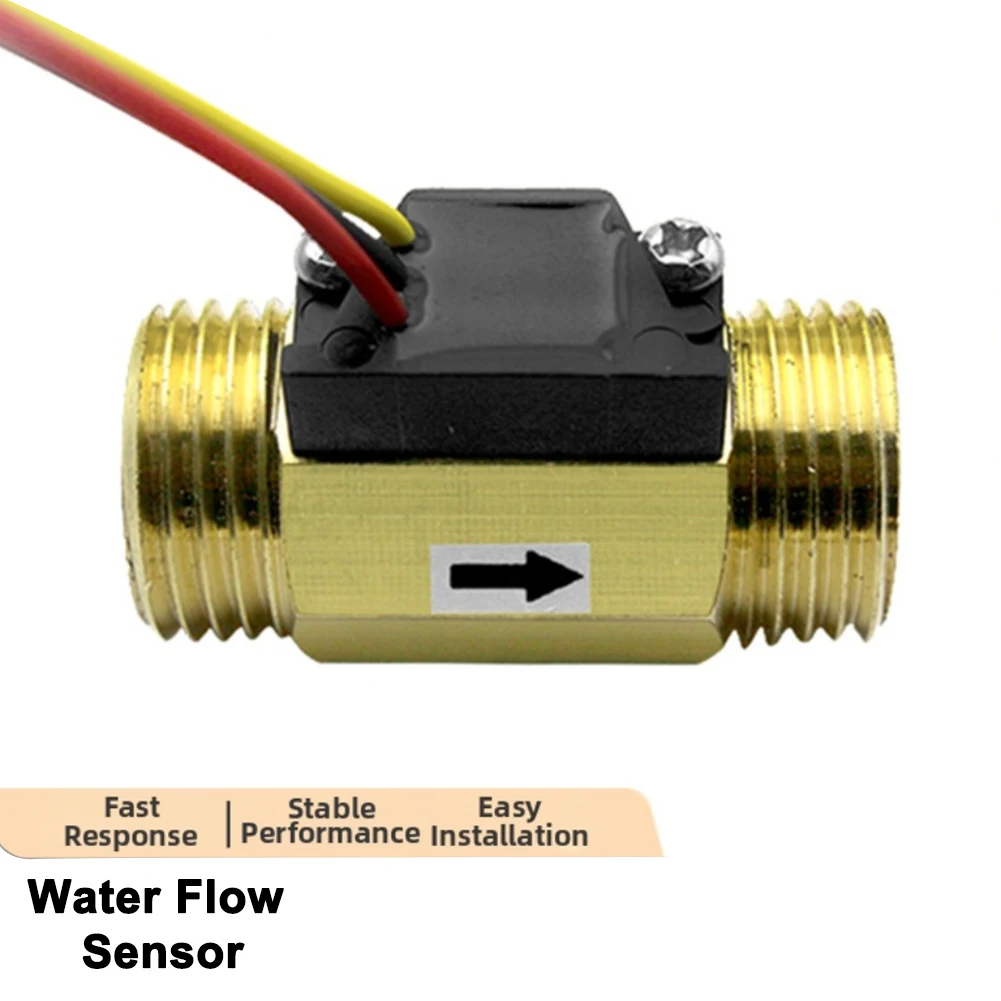 For Water Heaters Water Flow Sensor Industrial Automation DN15mm G1 2 Three-wire Connection Red-black-yellow Wiring
