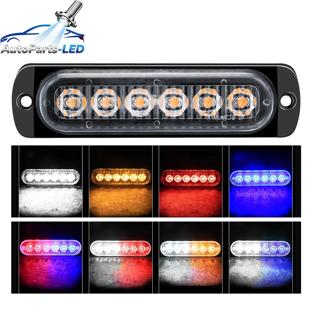 

4pcs Car Led Strobe Light Flashing Grille Lights Emergency Light 6LED WARN LIGHT 6LED Flash For Truck Trailer Beacon Lamp
