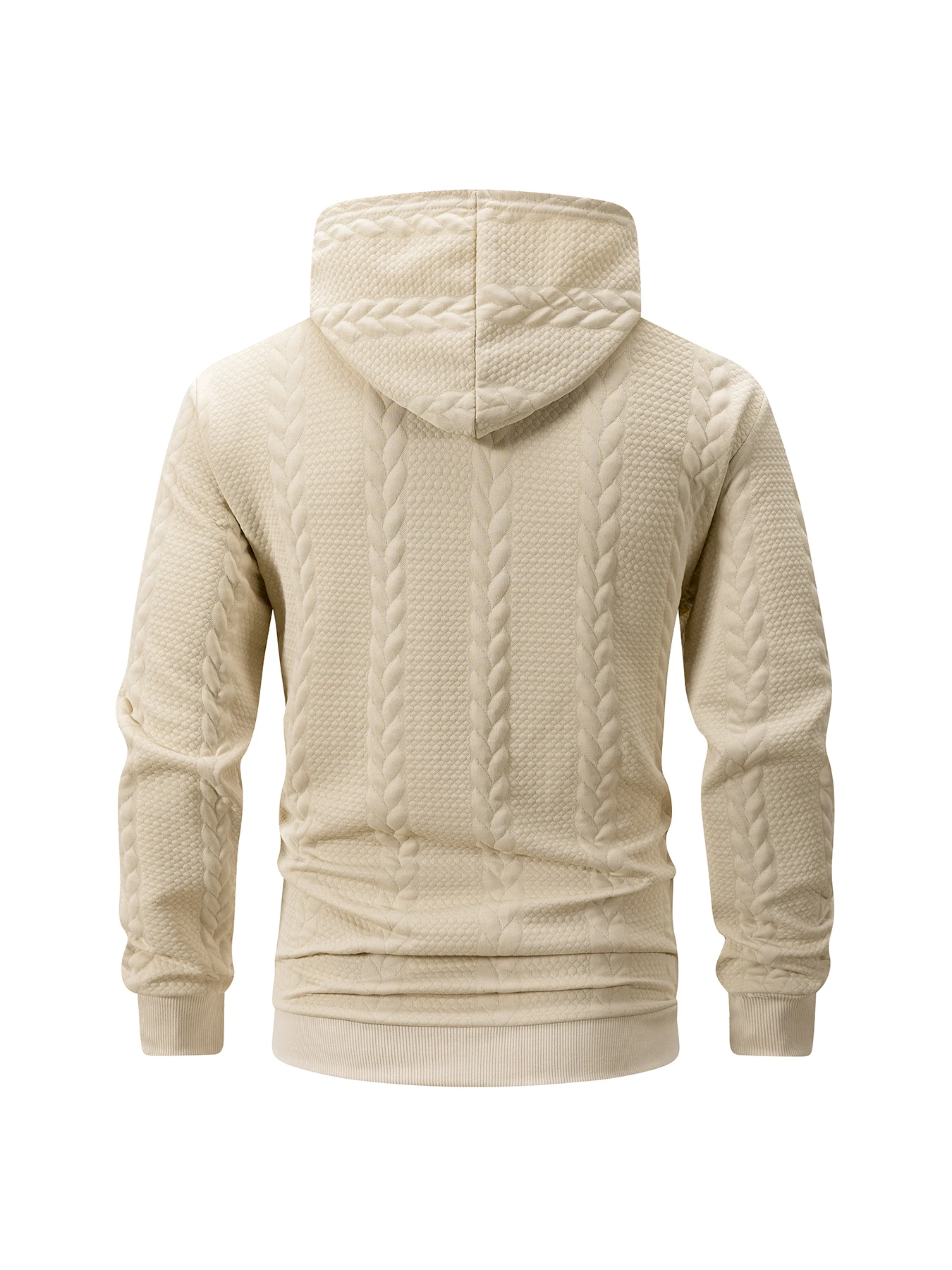 Men Cable‑Knit Jacquard Full Zip Hoodie Drawstring Casual Solid Color Zip‑Up Sweatshirt Streetwear Jacket Outerwear