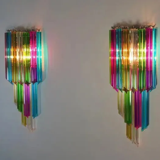 Lampu dinding kaca Murano abad pertengahan Prancis, kepribadian kamar tidur, warna dinding latar belakang ruang tamu