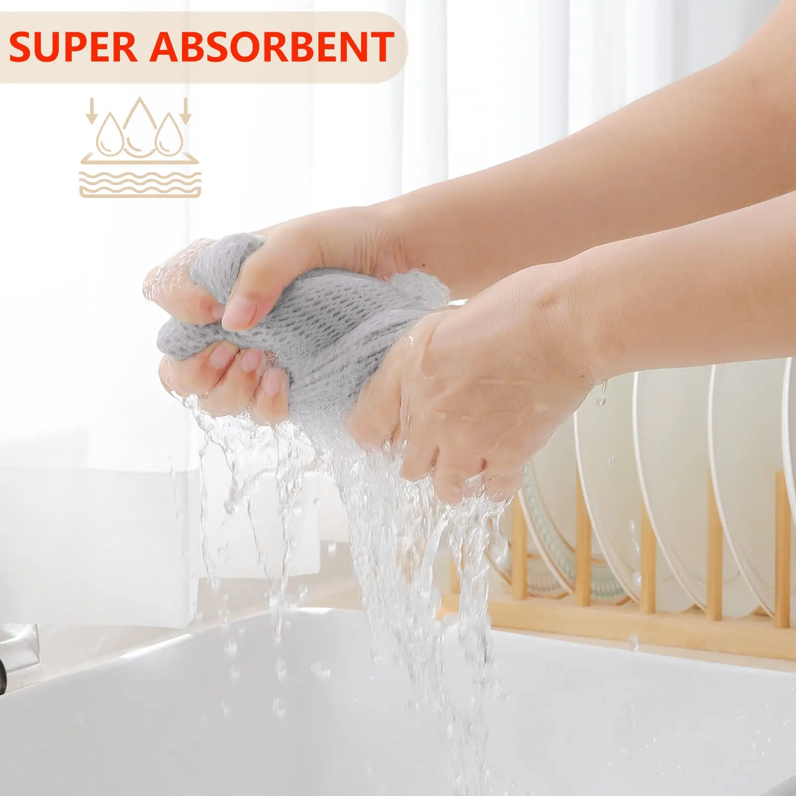 Olanly 100% Cotton Kitchen Towel Super Absorbent Dishcloth Home Cleaning Rags For Kitchen Quick Dry Hand Towel Soft Dishes Cloth