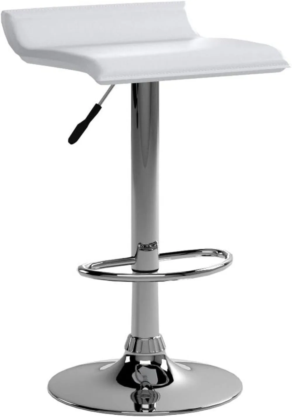 Modern Swivel Bar Stools Set of 2, Adjustable Height with Footrests, Chrome Steel Base for Kitchen Island Cafe Pub in White