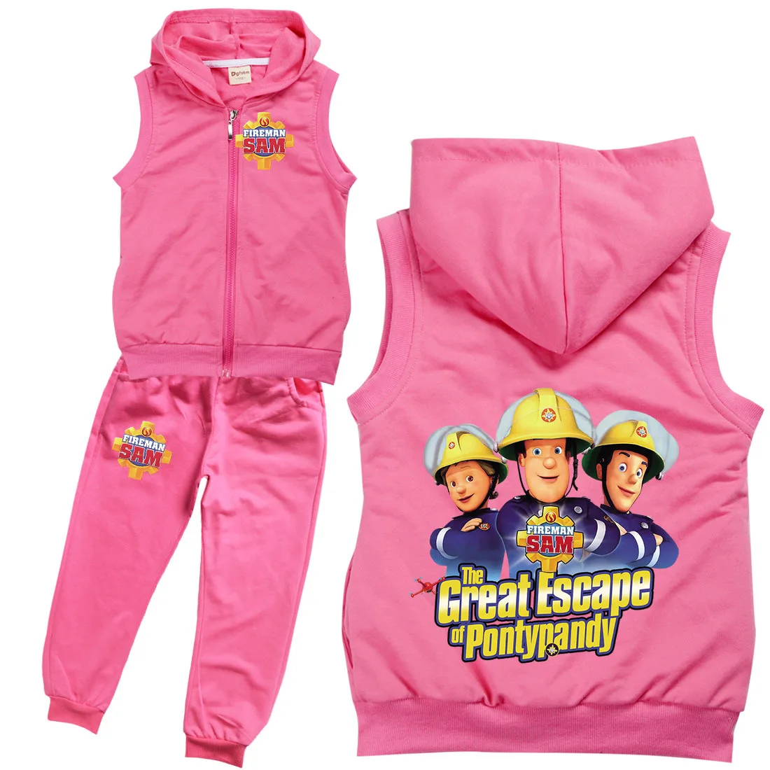 

Fireman Sam Hoodie Kids Zipper Sleeveless Jacket Coats+jogger Pants 2pcs Sets Toddler Girls Boutique Outfits Boys Tracksuit Fall