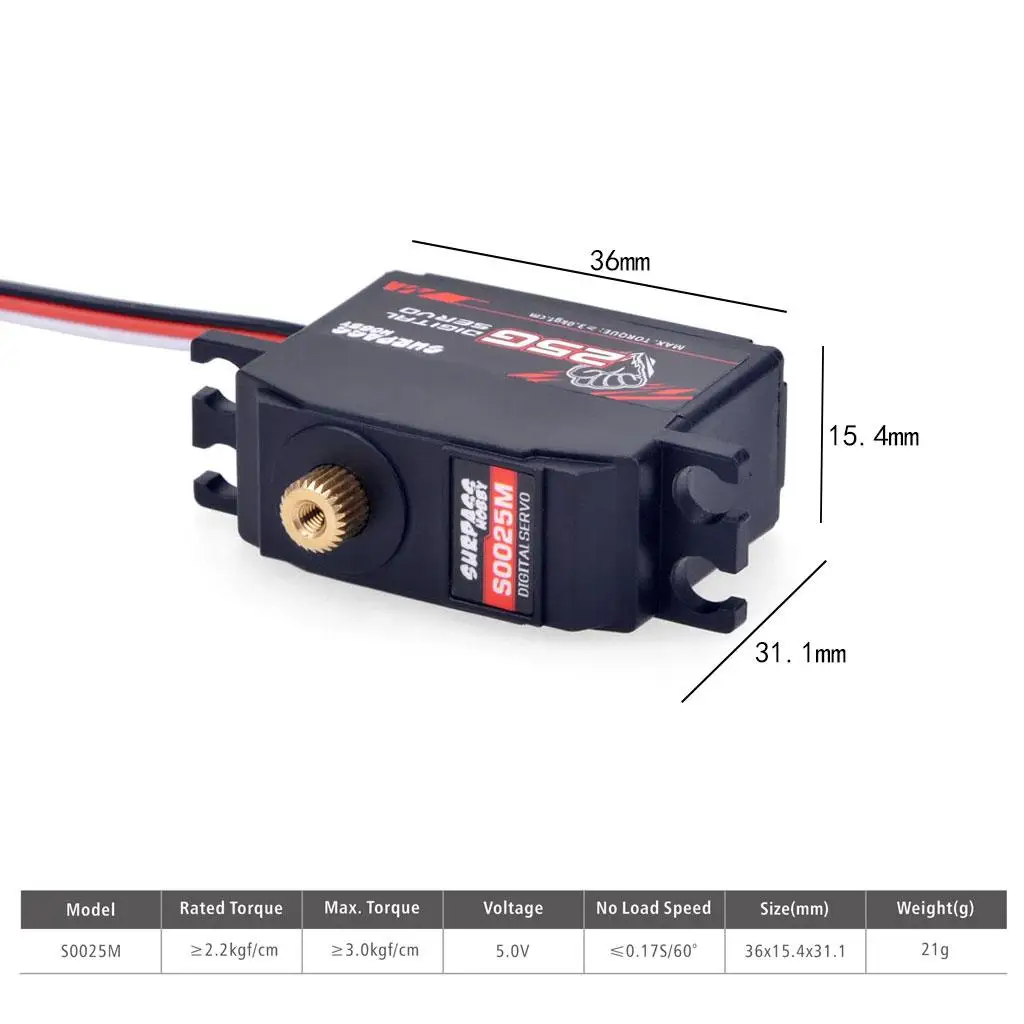 Waterproof 25g High Torque Servo Motor for 1/12 RC Car Robot Boat Airplane