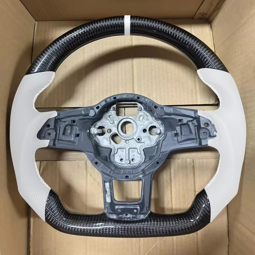 Carbon Fiber Steering Wheel Punched Leather For VW Golf MK7 7.5 GTI GTD GTE R 2013-2020 Polo GTI DSG with Key Frame