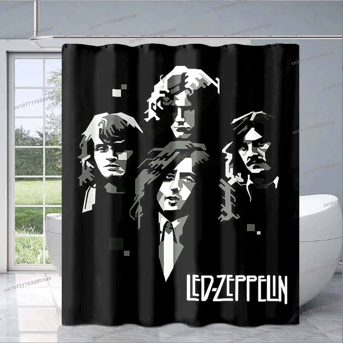 Rock and Roll Band LED Zeppelined Shower Curtain Retro Heavy Metal Rock Band Shower Curtain Bathroom Fashion Decoration Gift