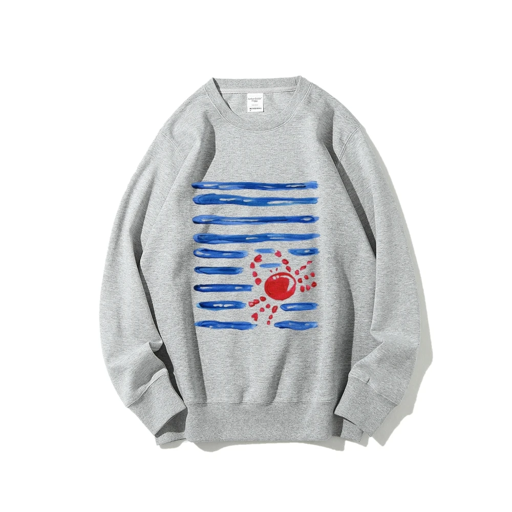 Casual sweatshirt met ronde hals Grafische hoodie Krabstrepen Hoodie 100% katoen Hoge kwaliteit Oversize kleurrijke printkunst Y2K Trend