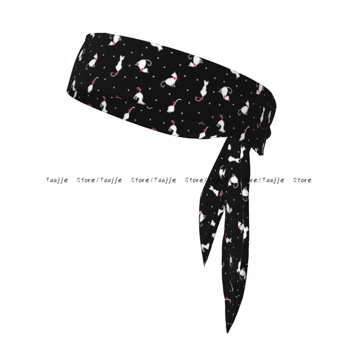 

Sports Headband Head Tie Cute Cat Bow Pattern Bandana Sweatbands Yoga Tennis Headwrap for adult