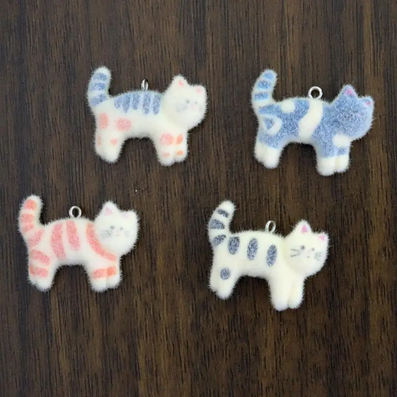 Cute Flocking animals Resin Charms Pendant Animals Pendant For Jewelry Making DIY Accessories