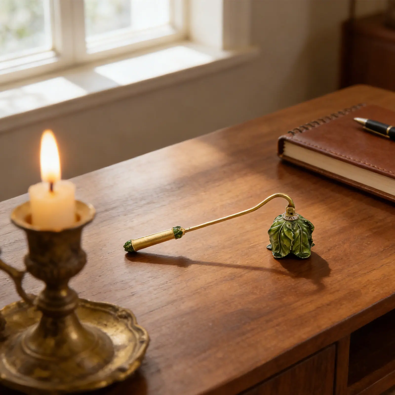 Cast Metal Snuffer Vintage Flame Extinguisher with Elegant Bell Design Stylish Long Handle Wick Snuffer for Home